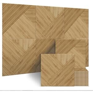 BUBOS Acoustic Wall Panels 6 Pack Wood Design Soundproof 23.6” Decor
